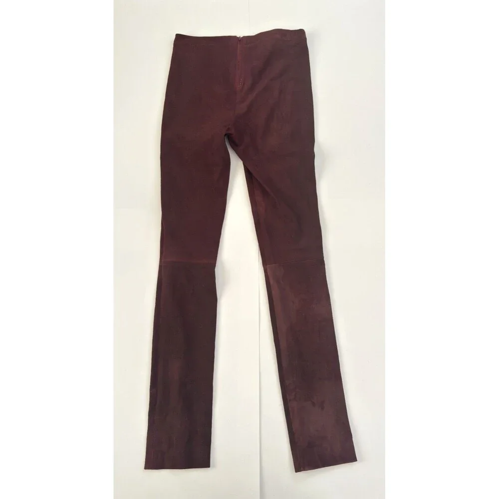 Zadig & Voltaire Deluxe Pharell Deluxe Lamb Leather Maroon Leggings Pants